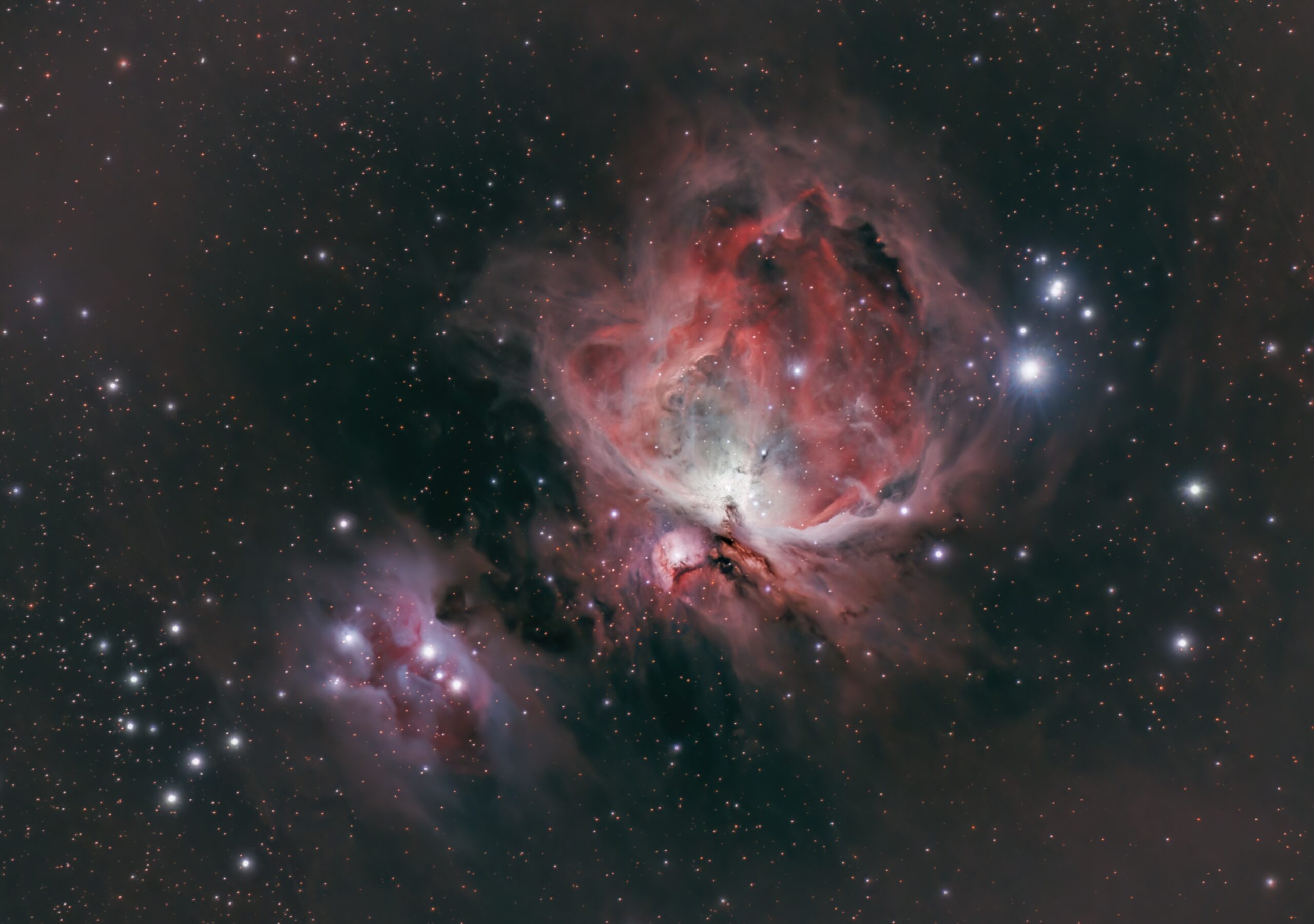 Bright nebula with swirling gas clouds in deep space.